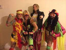 Me And The Girls For Halloween From Left Hulk Hogan Ultimate Warrior Roddy P Wwe Halloween Costume Diy Halloween Costumes For Kids Ultimate Warrior Costume