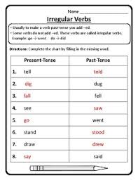 Irregular Verbs Worksheet Irregular Verbs Practice Irregular Verbs Grammar Ela