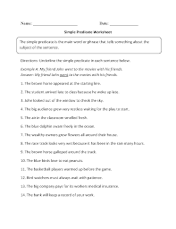 Simple Predicate Worksheet Subject And Predicate Worksheets Simple Subject Subject And Predicate