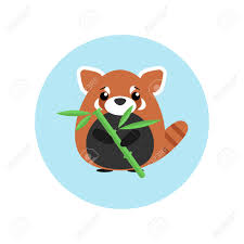 Cute Baby Red Panda Standing With Bamboo In Paw On Blue Circle Background Royalty Free Cliparts Vectors And Stock Illustration Image 91109460