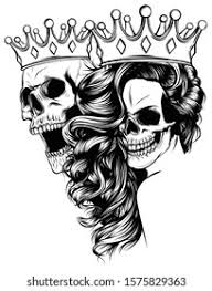 Tattoos chicano tattoo gangster queen king mens themed guys sleeve body dope arm nextluxury macko designs badass tattooimages biz colored. Tattoo King Queen Death Portrait Skull Stock Vector Royalty Free 1575829363