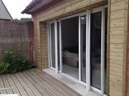 Baie Vitree Aluminium 4 Vantaux Bardage Bois 3 Volets Roulants Independants A Wattignies Bardage Bois Baie Vitree Extention Maison