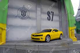 Kid motorz makes some cool chevy camaro sports cars, one of them is yellow with black stripes on the hood and resembles bumblebee from transformers! Sentosa Singapore June 18 2015 Transformers Bumblebee Yellow Stock Photo Picture And Royalty Free Image Image 75515036