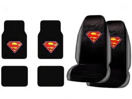 A Set Of 4 Universal Fit Superman Classic Red And Yellow Shield Plush Carpet Floor Mats And A Set Of 2 Universal Fit S Plush Carpet Carpet Flooring Classic Red