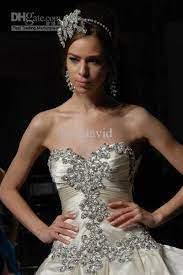 Pnina's famous classic crystal embellished ball gown! Gorgeous Beaded Pnina Tornai Ball Gown Bling Wedding Dresses 4019 Satin Sweetheart Jeweled Corset Lace Up Back Chapel Train Bridal Dresses From Bestdavid 201 Embellished Wedding Dress Pnina Tornai Wedding Dress