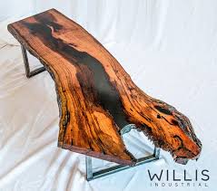 Live Edge Mesquite Slab Table W Black Epoxy Filling Wood Resin Table Resin Furniture Slab Table