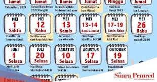 Tarikh gaji sektor awam dan cuti umum malaysia untuk menyenangkan perancangan perbelanjaan pada musim cuti dan perayaan. Asyik Ada 23 Hari Libur Dan Cuti Bersama Tahun 2021 Dari Akhir Pekan Panjang Hingga Hari Kejepit Suarapemredkalbar Com