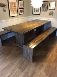 Dining Table And Two Benches Made From Antique Wood Dining Table Rustic Dining Table