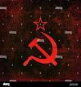 Soviet Union symbol: star, hammer and sickle, red on black. USSR ...