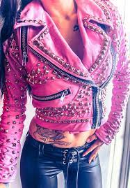 Products Hipster Outfits Fashion Pink Leather Jacket