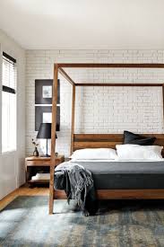 Black And White Brick Wall Design Pin By Boymin Home On Bed In 2020 Modern Bedroom Furniture Home Decor Bedroom Wood Canopy Bed