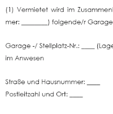 Mietvertrag Fur Garage Oder Stellplatz Sofort Download