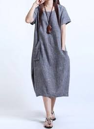 Casual Solid None Round Neckline A Line Dress Short Sleeve Shift Dress Dress Shirts For Women Linen Maxi Dress
