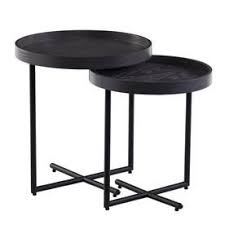 Boston Loft Furnishings Aldrew Washed Gray And Black Wood Round End Table Lowes Com Nesting Accent Tables Wood End Tables Accent Table Sets