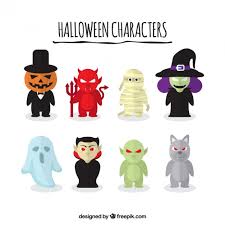 Download cute cartoon halloween characters icon set. Free Vector Set Of Halloween Scary Characters