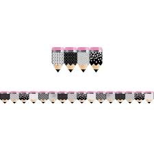 Black And White Striped Bulletin Board Border Striped Spotted Pencil Border Products Pencil Bright School Displays