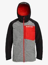Burton Men S Gore Tex Radial Insulated Jacket Spun Out True Black Flame Scarlet M Snowboard Jacket Mens Insulated Jackets Mens Insulated Jackets