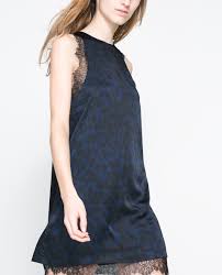 Zara Animal Print Dress In Blue Lyst Animal Print Dresses Mini Shift Dress A Line Dress
