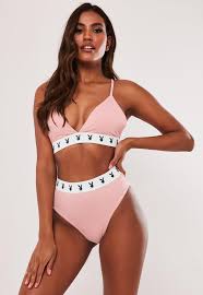 Playboy X Missguided Pink Playboy Taped Triangle Bra Missguided