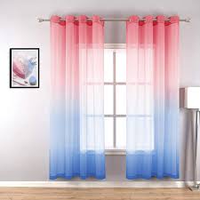 Buy Blush Pink And Blue Curtains For Girls Bedroom Decor Set 2 Panels Sheer Window Ombre Short Kawaii Curtains For Classroom Backdrop Teaching Learning Room Teen Toddlers Baby Nursery Decoration 63 Length