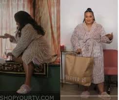The Chi: Season 6 Episode 5 Maisha's White Animal Stripe Robe