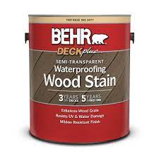 To your home by applying this offers maximum durability. Behr Deckplus Semi Transparent Waterproofing Wood Stain Tint Base No 3077 3 79l The Home Depot Canada