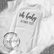 Baby Announcement Onesie Oh Baby Pregnancy Reveal Pregnancy Etsy