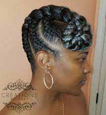 Goddess Braids Updo With A Side Forehead Bun Twistbraidshairstyles Goddess Braids Updo Braided Updo Styles Goddess Braids Hairstyles