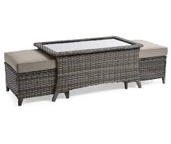 Wilson Fisher Oakmont All Weather Wicker Glass Coffee Table Big Lots Glass Coffee Table Outdoor Seating Set Wicker Patio Furniture