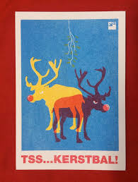 Christmas Card And Envelope With A Riso Print Of Rudolp The Etsy Riso Print Animal Design Illustration Christmas Cards