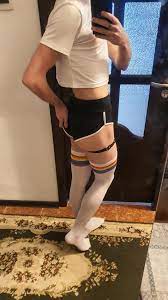 Thighhighs + garters + booty shorts is a killer combo! :p : r/femboy