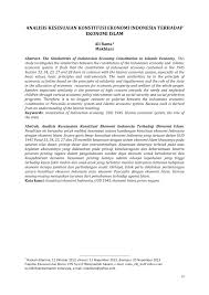 Kebutuhan masyarakat juga masih sederhana, sehingga mereka tidak membutuhkan sistem ekonomi yang rumit. Pdf Analisis Kesesuaian Konstitusi Ekonomi Indonesia Terhadap Ekonomi Islam