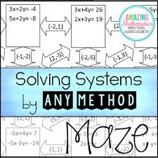 Improve your math knowledge with free questions in solve a system of equations using any method and thousands of other math skills. Solving Systems Of Equations Worksheet All Methods Maze Activity