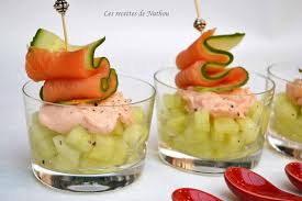 Recette De Verrines De Concombre Au Citron Vert Et Creme De Saumon Fume Recette Verrine Concombre Verrine Avocat Saumon Saumon Fume
