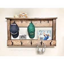 Wall Storage Baseball Cap Rack Hat Rail Coat Hanger Etsy In 2021 Baseball Cap Rack Cap Rack Wall Storage