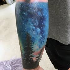 Forest And Milky Way Tattoo Sky Tattoos Wrist Tattoos For Guys Tattoos For Guys