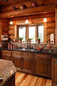 These Cupboards Go Great In The Log Home Backsplash Too Log Home Kitchens Log Cabin Kitchens Rustic Kitchen