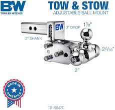 Amazon.com: B&W Trailer Hitches Chrome Tow & Stow Adjustable Trailer Hitch  Ball Mount