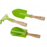 1 gardening bag, 1 trowel, 1 hand shovel, 1 miniature rake and 1 watering can. Garden Tools Children S Shovel Metal Everearth From Who What Why