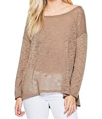 Andree By Unit Womens Semi Sheer Loose Long Sleeve Top At