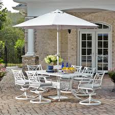 Maybe you would like to learn more about one of these? Reviews For Homestyles La Jolla White 7 Piece Aluminum Rectangular Outdoor Dining Set With Gray Cushions And Umbrella And Base 5550 3756 The Home Depot