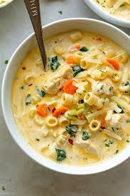 Condensed cream of chicken soup is gussied up with some heavy cream, diced chicken, and curry. Creamy Chicken Pasta Soup Recipe With Carrot And Spinach Best Chicken Noodle Soup Recipe Eatwell101