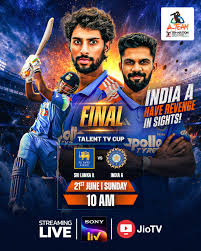 The countdown to glory begins ⏳🏏 Watch INDIA A vs Sri Lanka A in the final on SonyLiv X JioTV tomorrow. #IndiaA #INDAvAFGA #JioTV #TalentTVCup #Final #LiveOnJioTV #jiotvapp #LiveCricket #SonyLIV #LiveOnSonyLIV #ODI #
