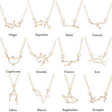 12 Constellations Zodiac Sign Necklaces Long Chain Star Necklace Constellation Necklace Star Sign Jewelry Astrology Necklace