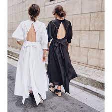 new arrival オープンバックコットンドレス white black 29 000 tax 大胆に空いたオープンバックデザインがポイント ウエストに施した長めのリボンが女性らしい 体のラインを表現してくれる一押しアイテムです オンラインストア 各店舗にて発売中 在庫