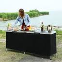 REDCAMP Extra Long Portable Bar Table with Storage Shelf, Pop-up ...