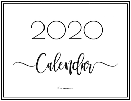 5x7 Printable Black And White Calendar 2020 Elegant 2020 Calendar Free Printables Calendar Printables Calendar Calender Printables