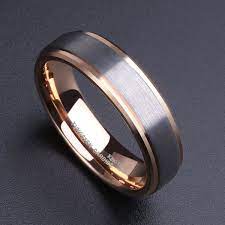 King Will Duo 6mm Rose Gold Plated Ring With Brushed Center Tungsten Carbide Wedding Bands Mens Wedding Rings Tungsten Tungsten Wedding Bands