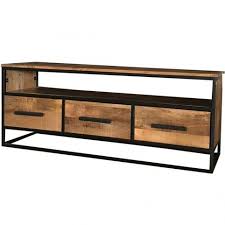 Arthacharya foundation (sri lanka) af: Industrial Style Light Mango Wood 3 Drawer Media Unit With Metal Frame