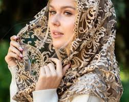 Evintage Veils~not QUITE PERFECT Our Lady of Fatima Black Embroidered Lace  Chapel Veil Mantilla D Shape Latin Mass